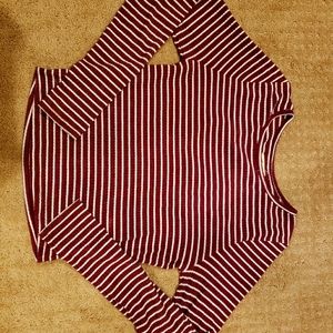 Burgundy and white striped Hollister Longsleeve size M
